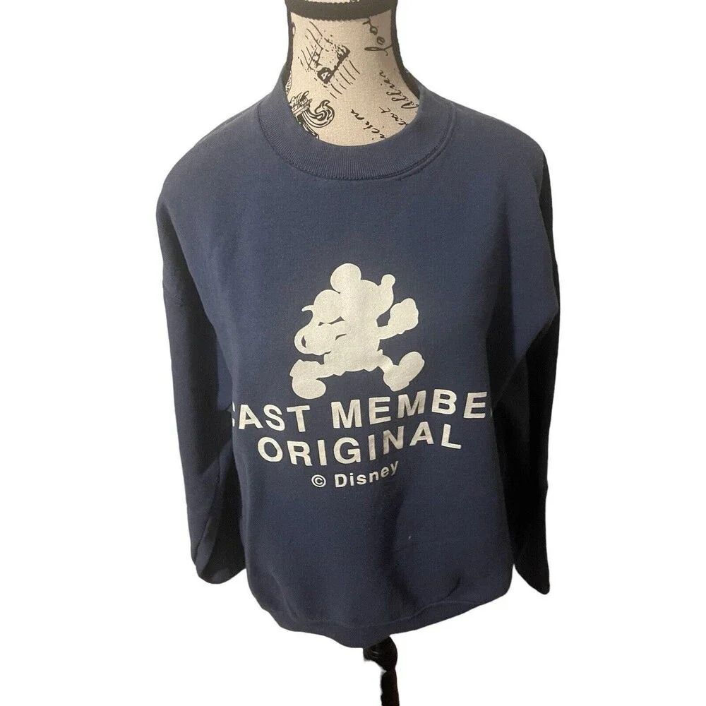Vintage Disney Cast Member Original Sweatshirt Mickey Mouse Blue Sz Large RARE